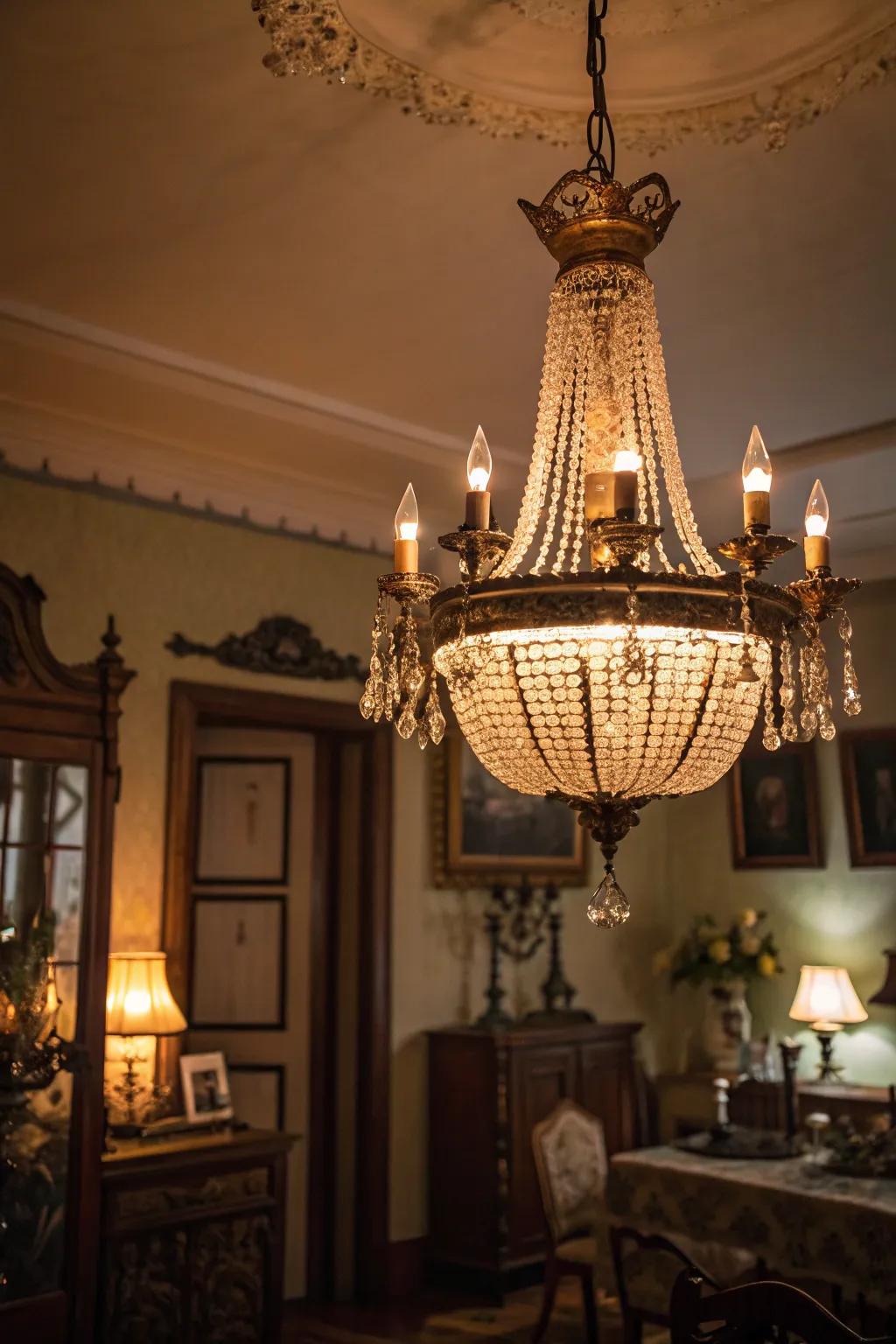 Vintage luminaires provide the perfect ambient lighting for a speakeasy-inspired ambiance.