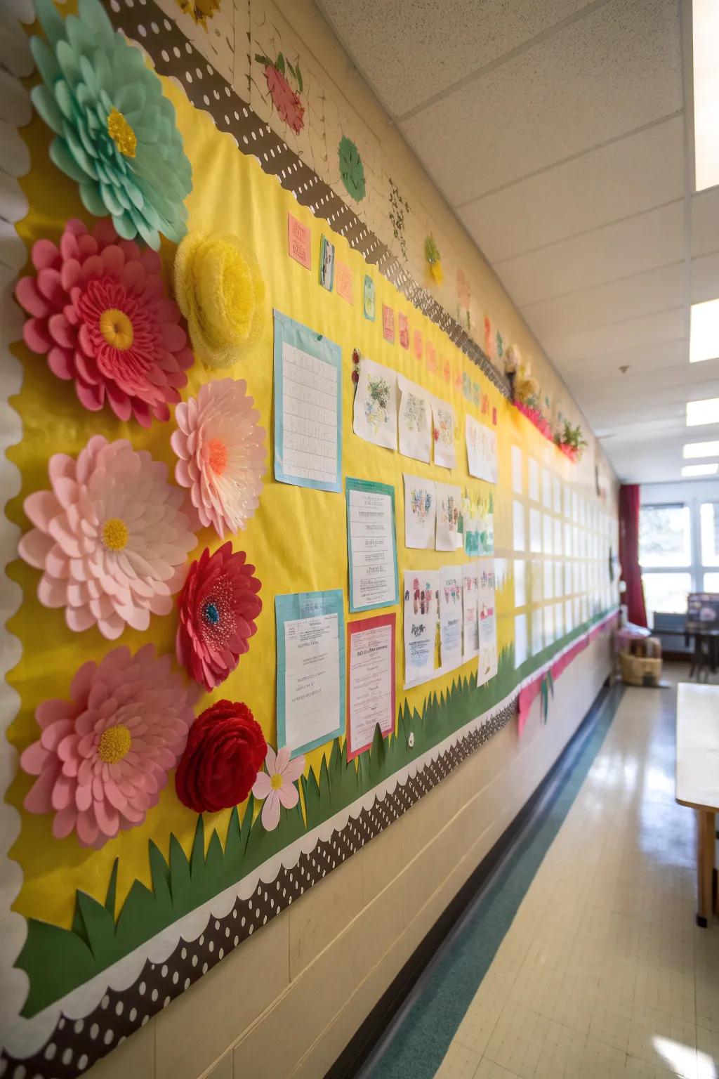 A thriving bulletin board blossoming with student goals and aspirations.