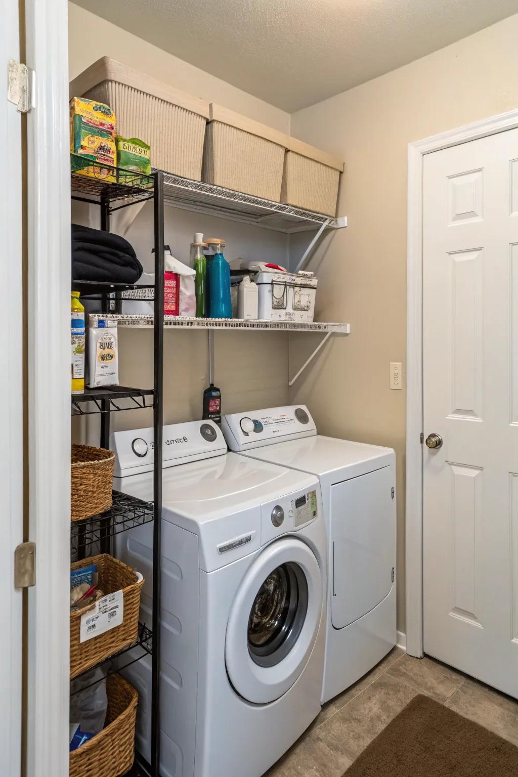 Maximize vertical space to achieve a more efficient laundry zone.