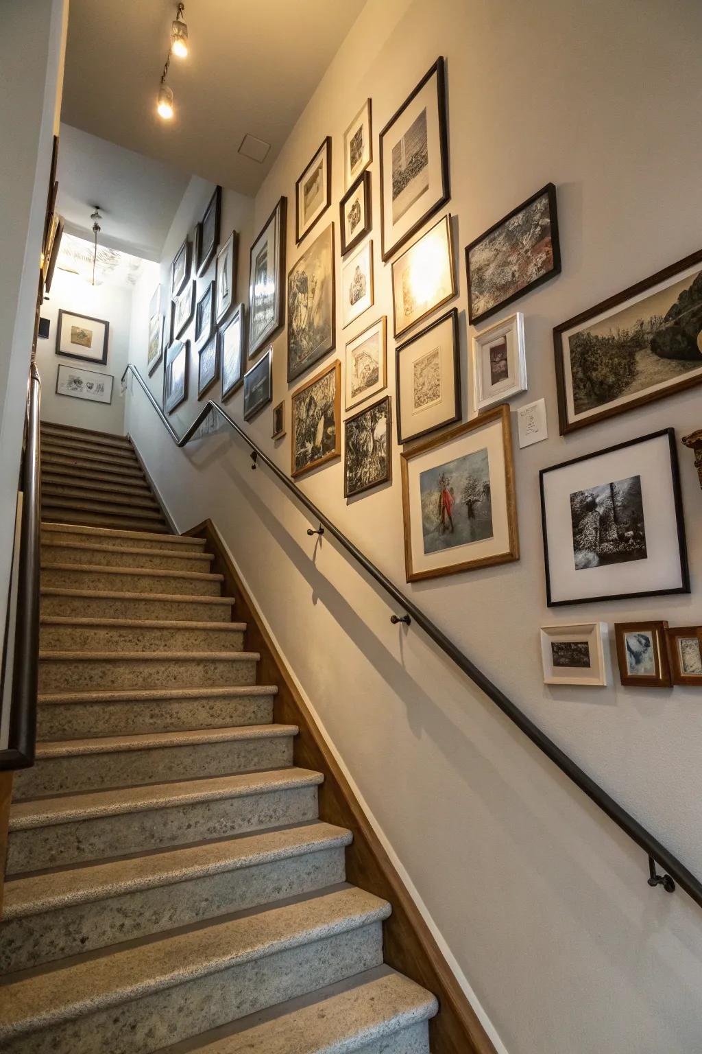 Make your staircase personal with a gallery wall that tells your unique story.
