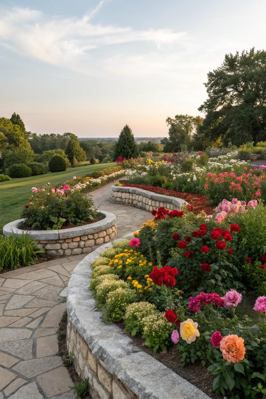 Outline your garden beds with refined stone borders.