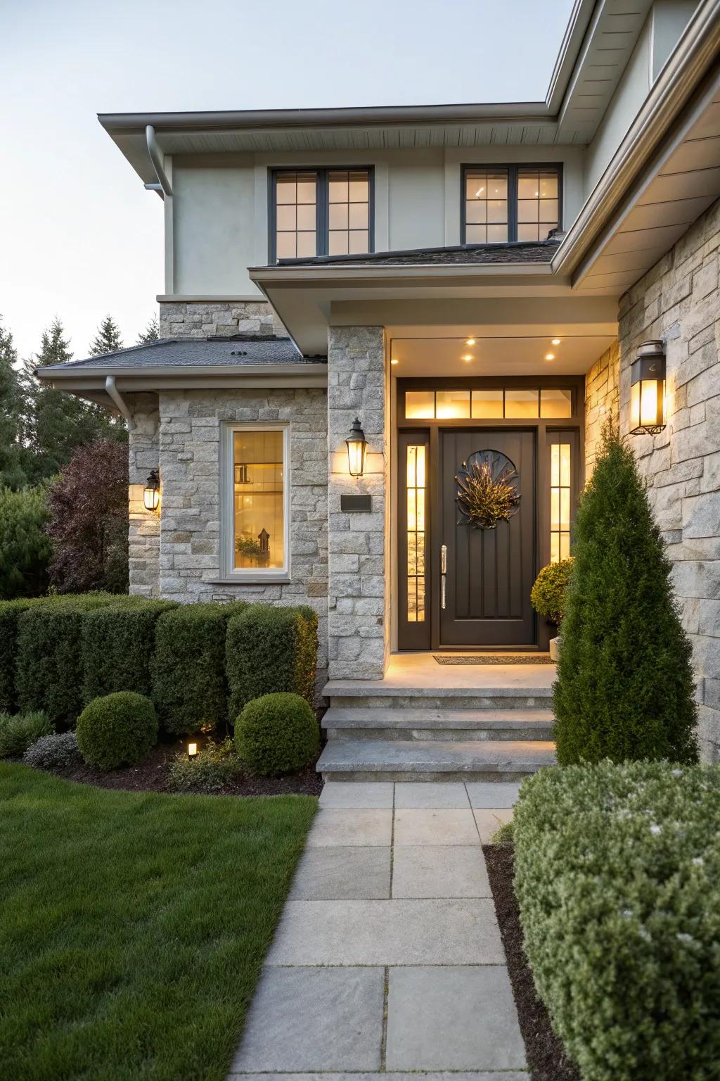 Stone framing lends dimension and grace to any doorway.