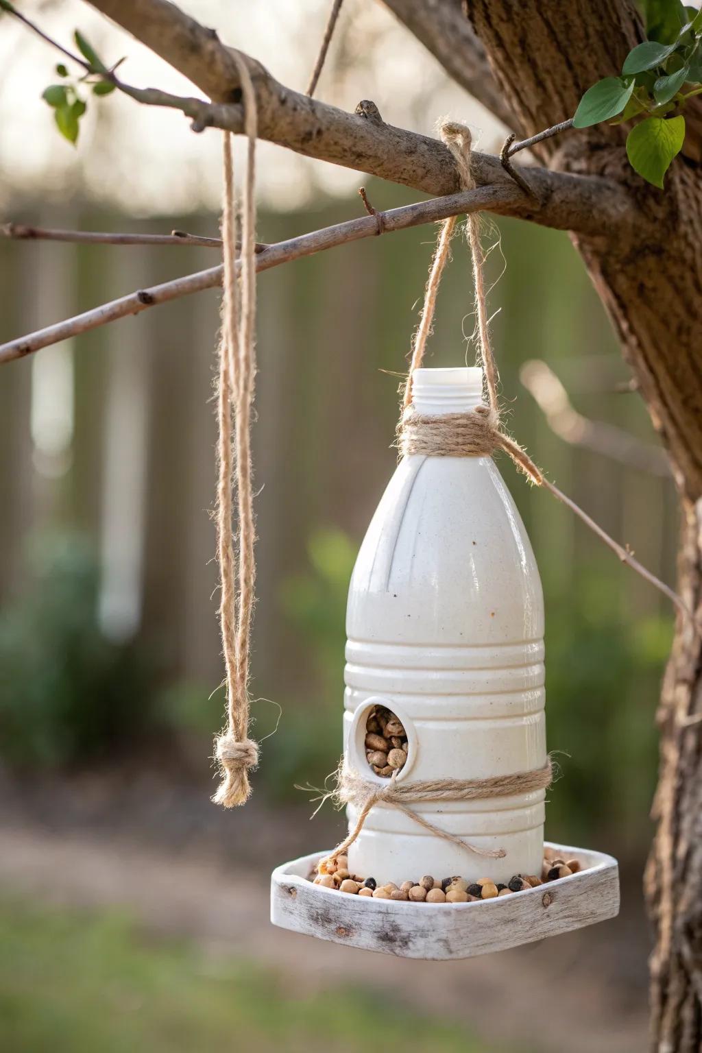 Enhance your outdoor area with this stylish upcycled bird feeder—a seamless fusion of sustainability and elegance!