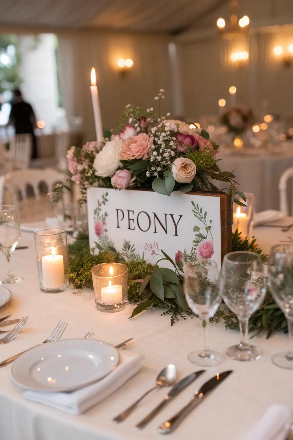 Floral-named tables cultivate an idyllic and amorous setting.