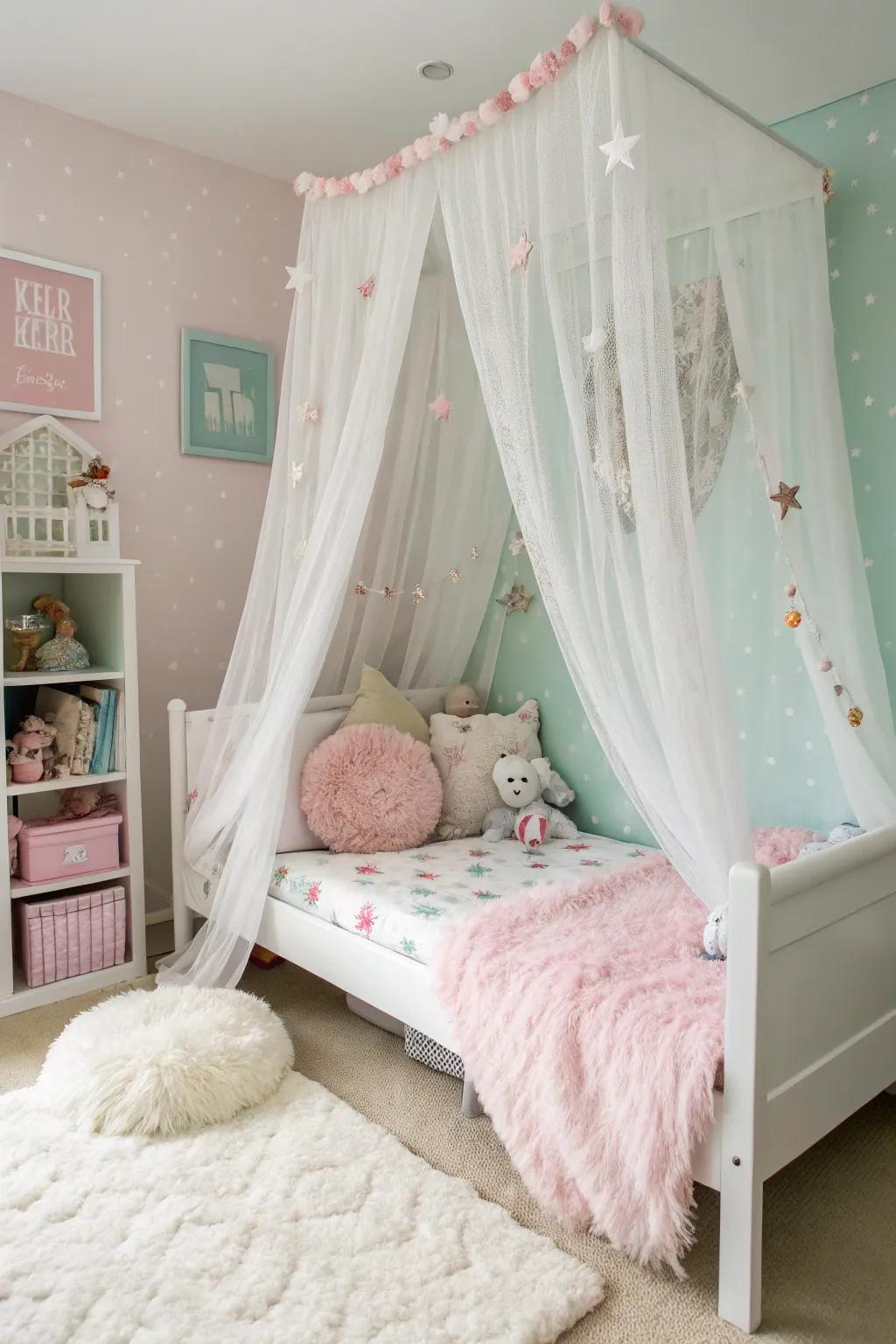A basic canopy has the ability to turn any bed into an enchanting escape.