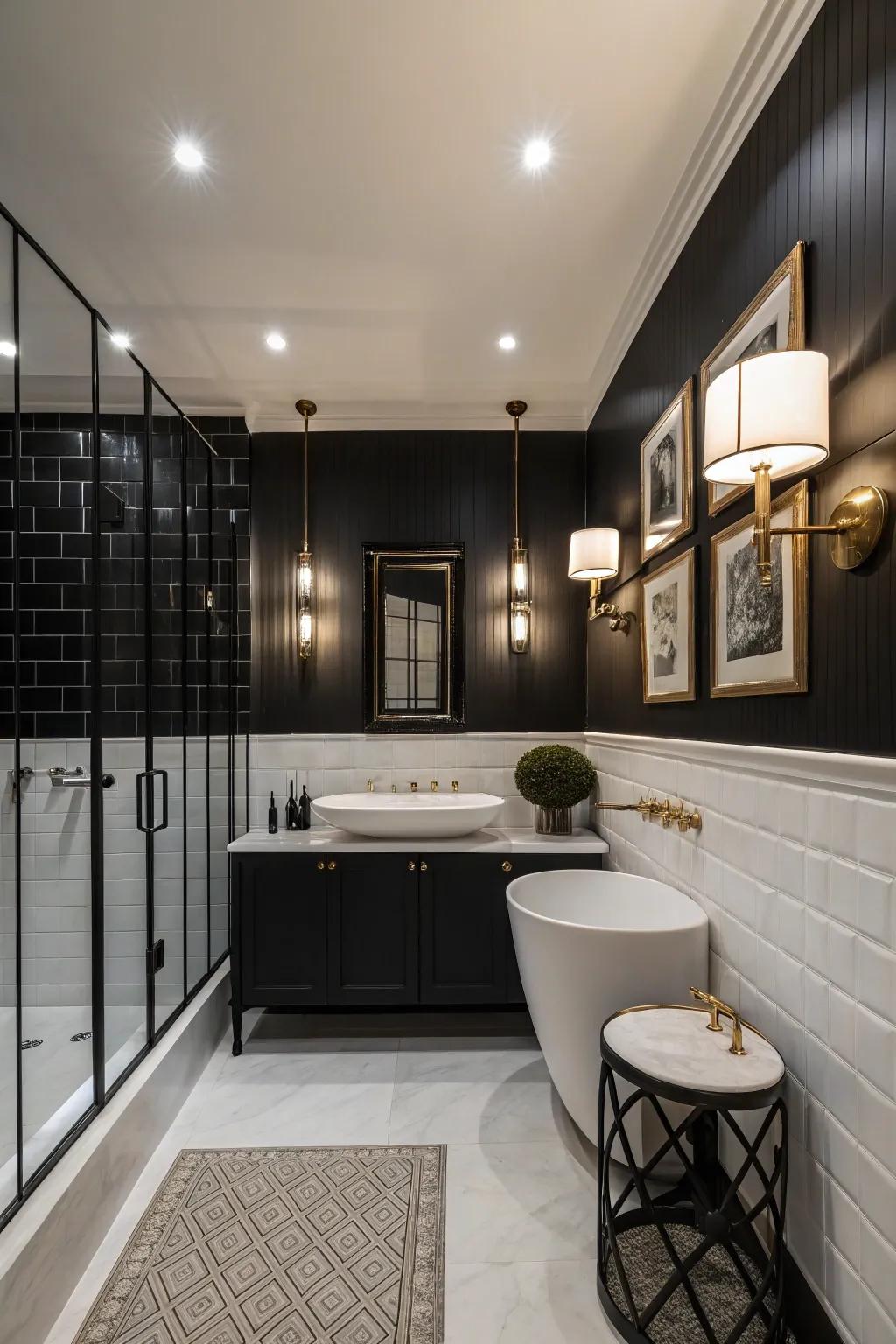 A classic black and white two-tone wall design showing enduring refinement.
