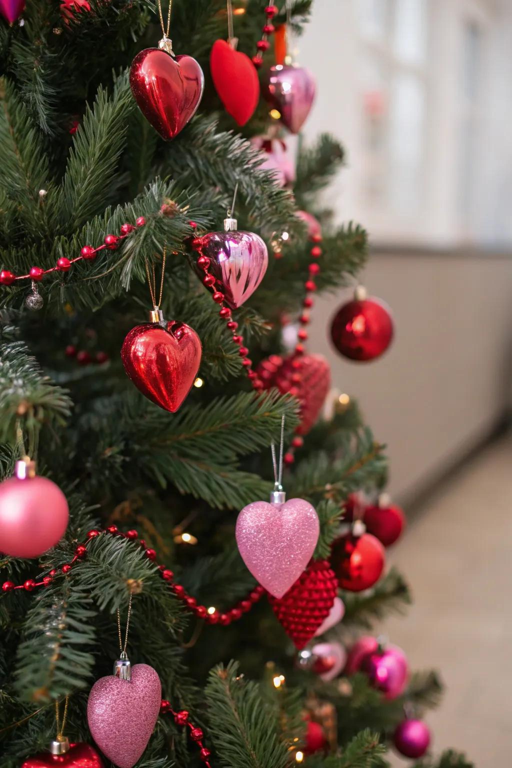 Fill your tree with heart-shaped decorations to create a sense of romance.