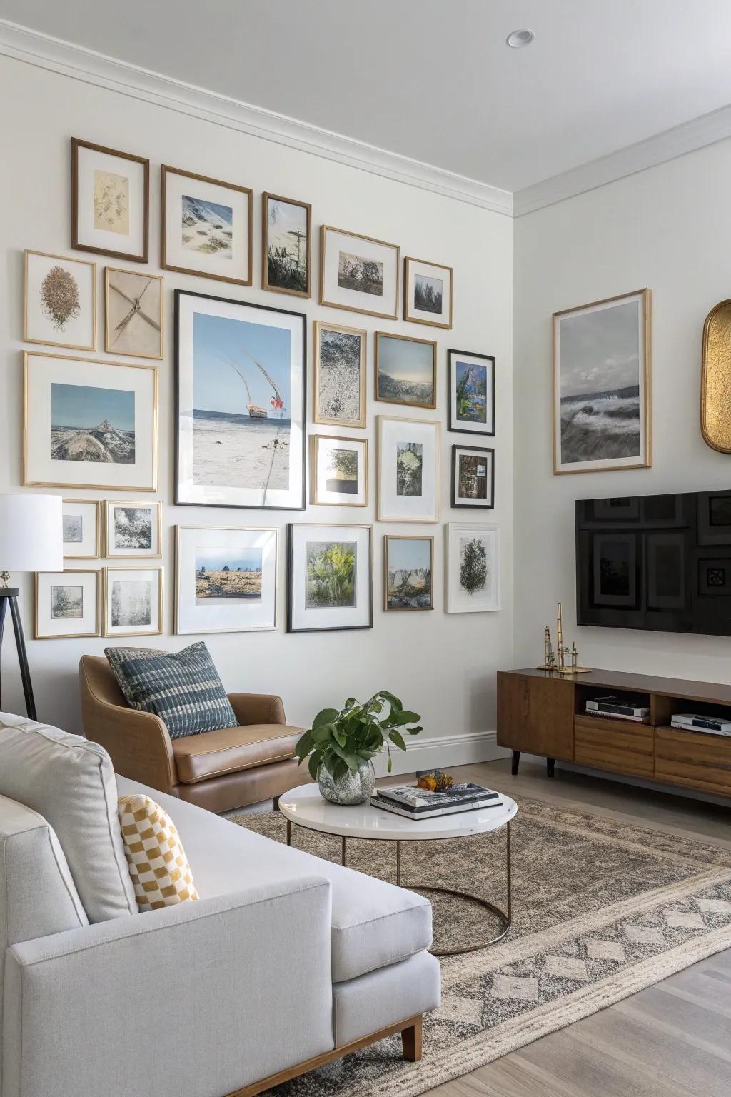 A curated gallery exhibiting an array of frame dimensions, cultivating visual allure