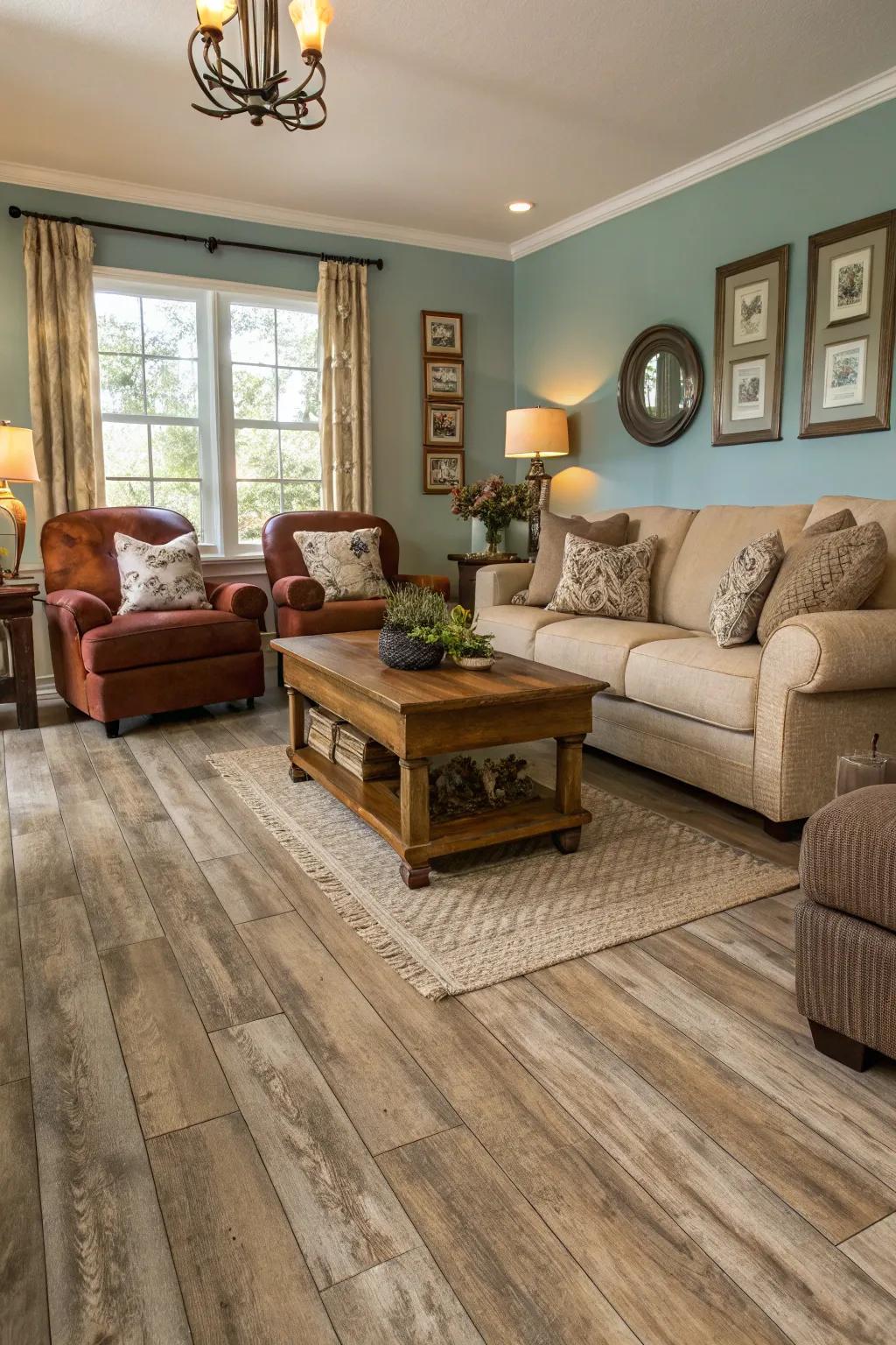 Capture the inviting essence of timber with vinyl's pragmatic advantages.