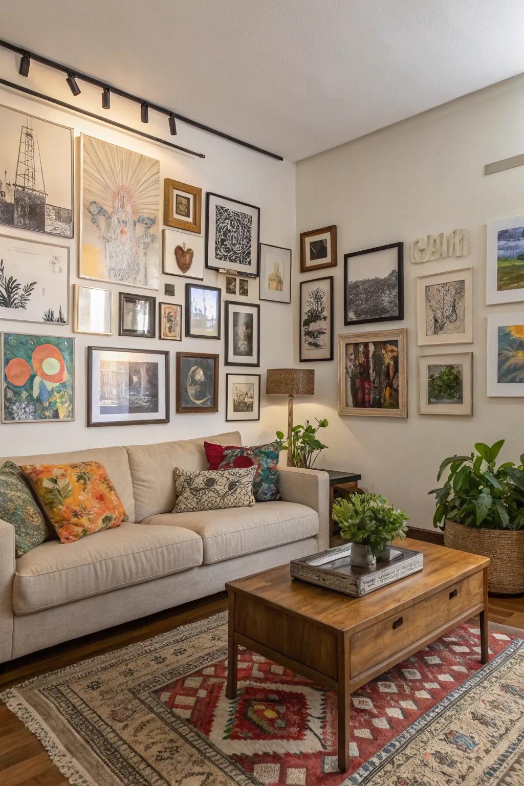 A gallery wall exhibiting your individual taste and memories.