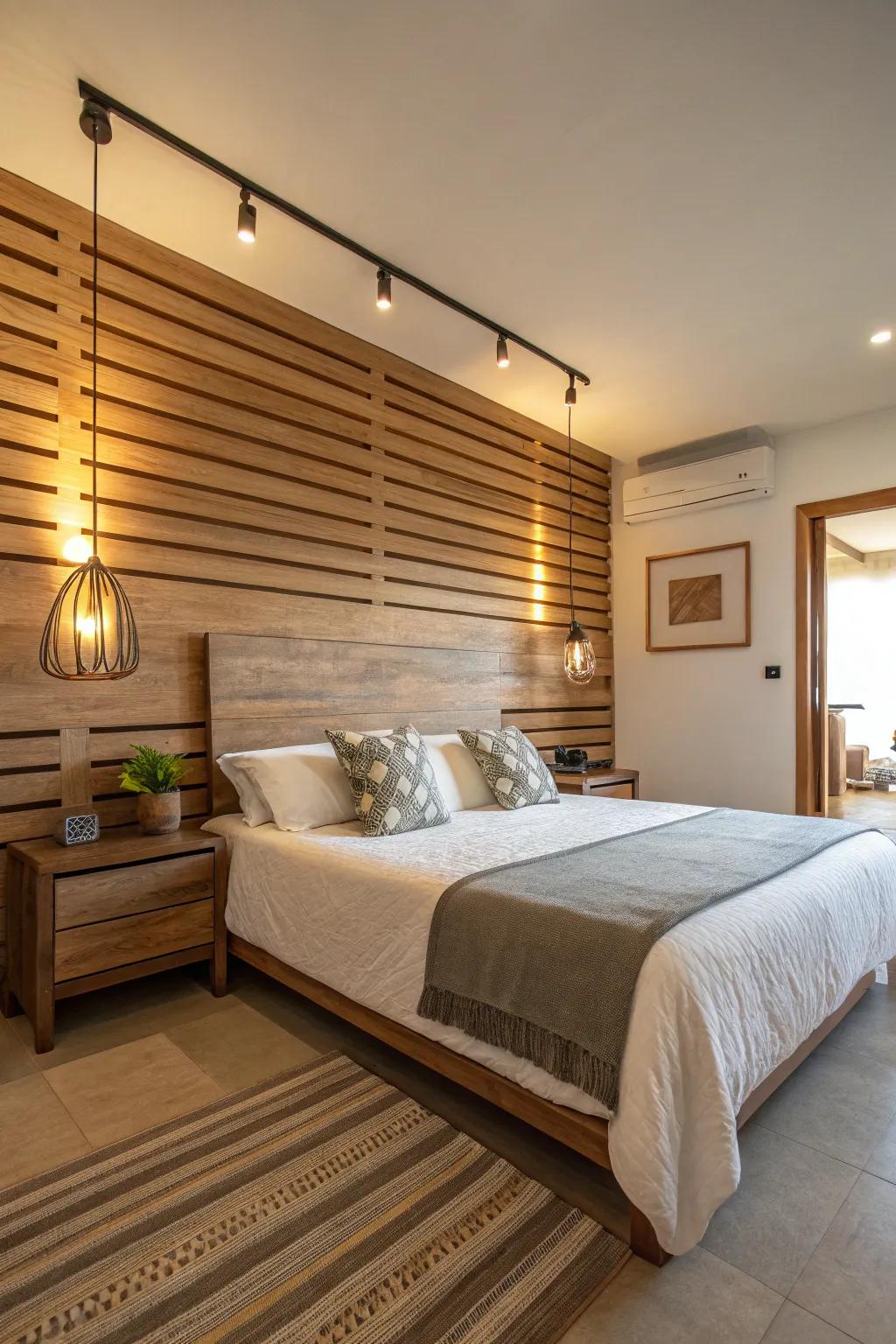 Horizontal wood slats can give your room a wider, more open atmosphere.