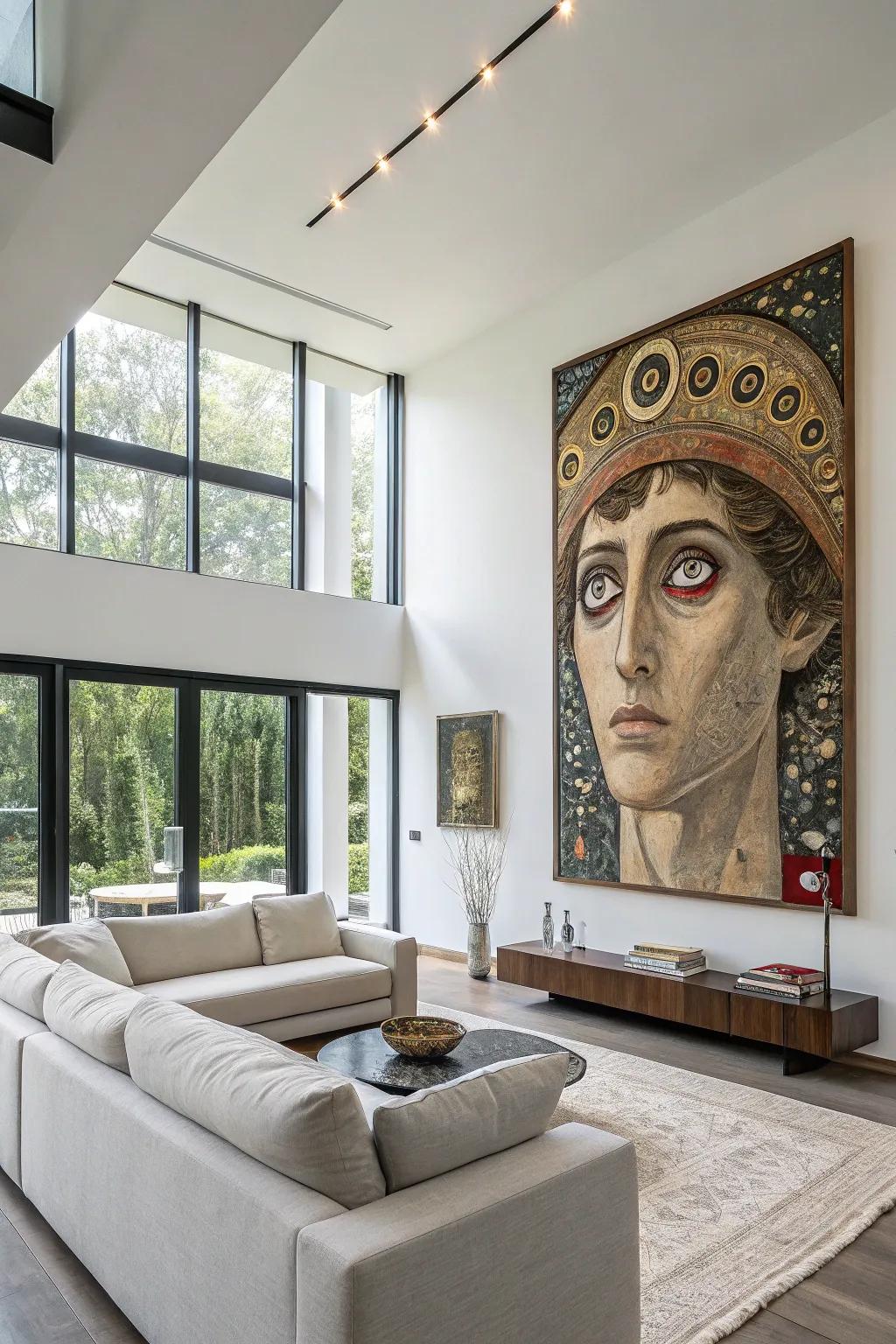 A visual representation of a visage adorned with additional eyes, introducing a distinctive element to the interior décor.