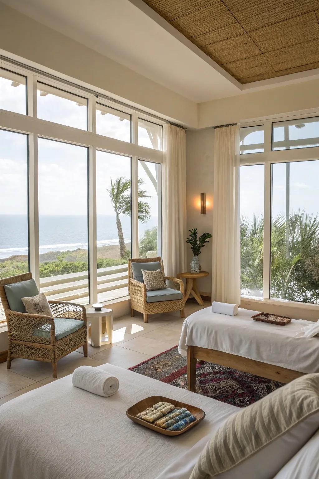 Basking in light: A wellness room conceived to integrate the outdoors.
