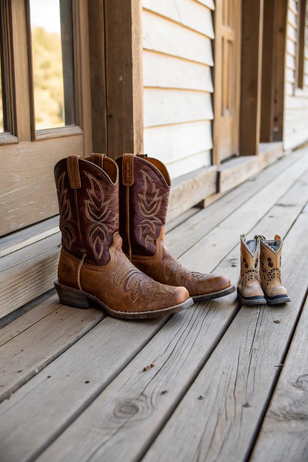 Cowboy boots for the whole family to announce the big news.
