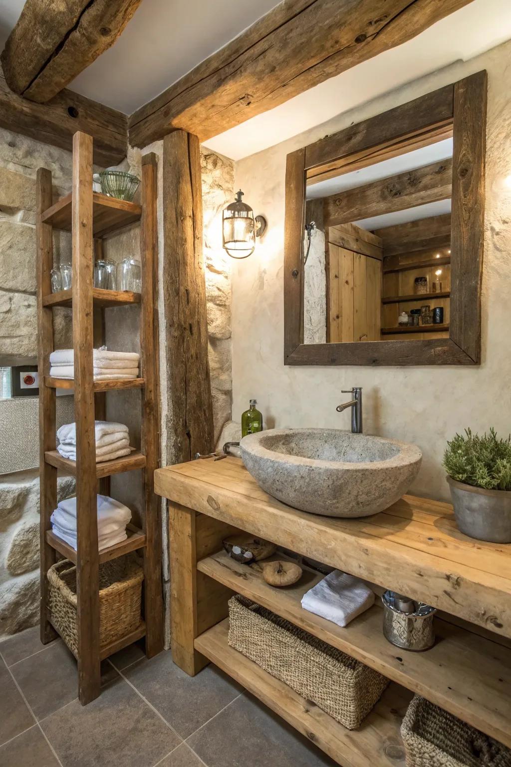 Timber and rock accents can quickly introduce countryside allure.
