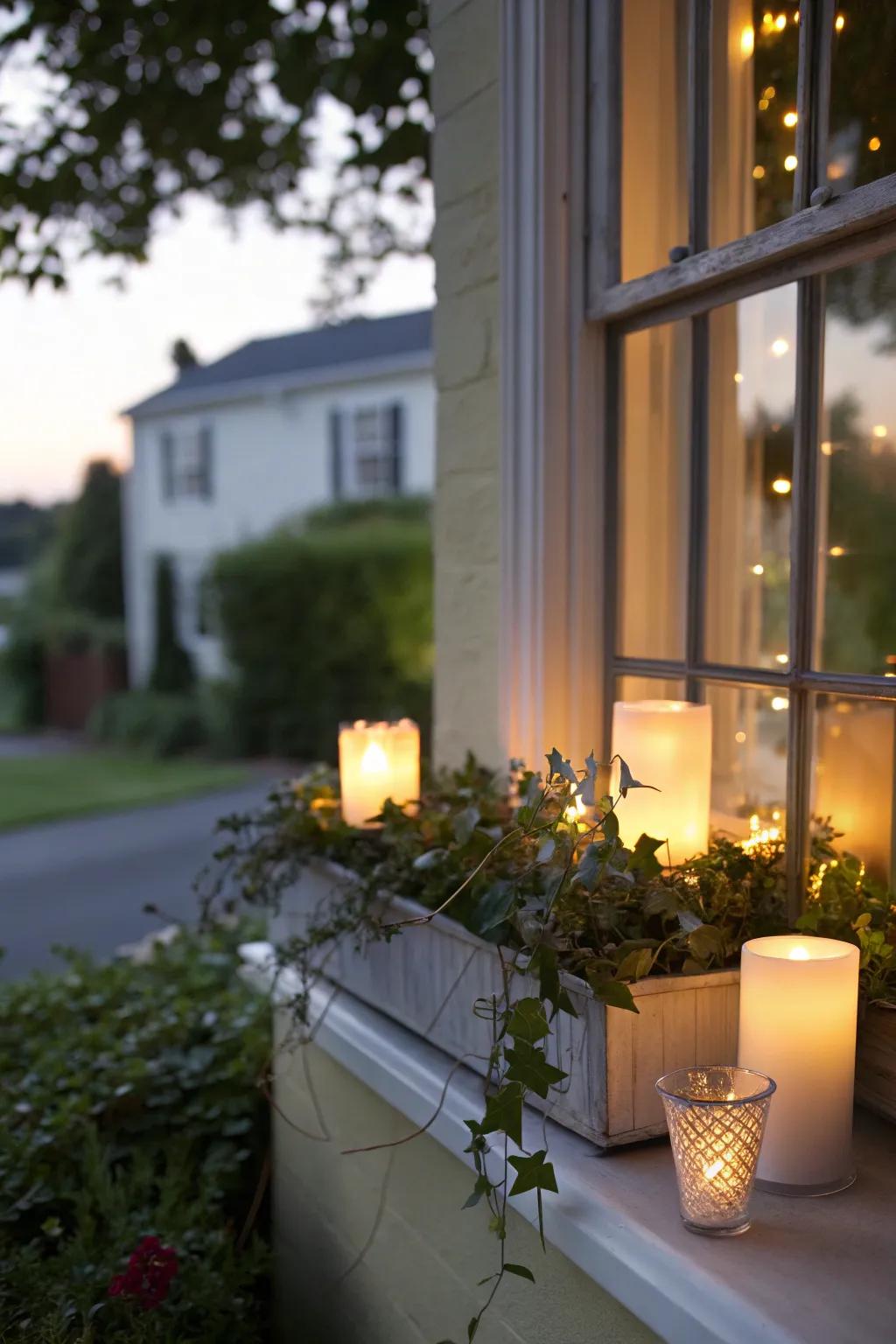 Craft a warm setting with LED candles nestled in your window box