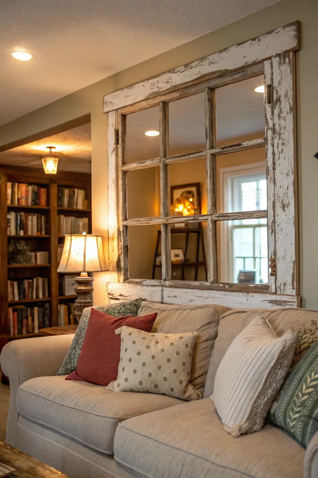 Classic window frames provide a rustic touch to any space.