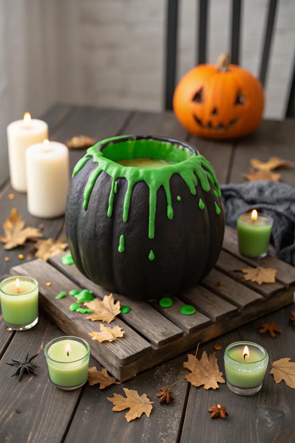 Gourd cauldron displaying a frothy, verdant foam effect.