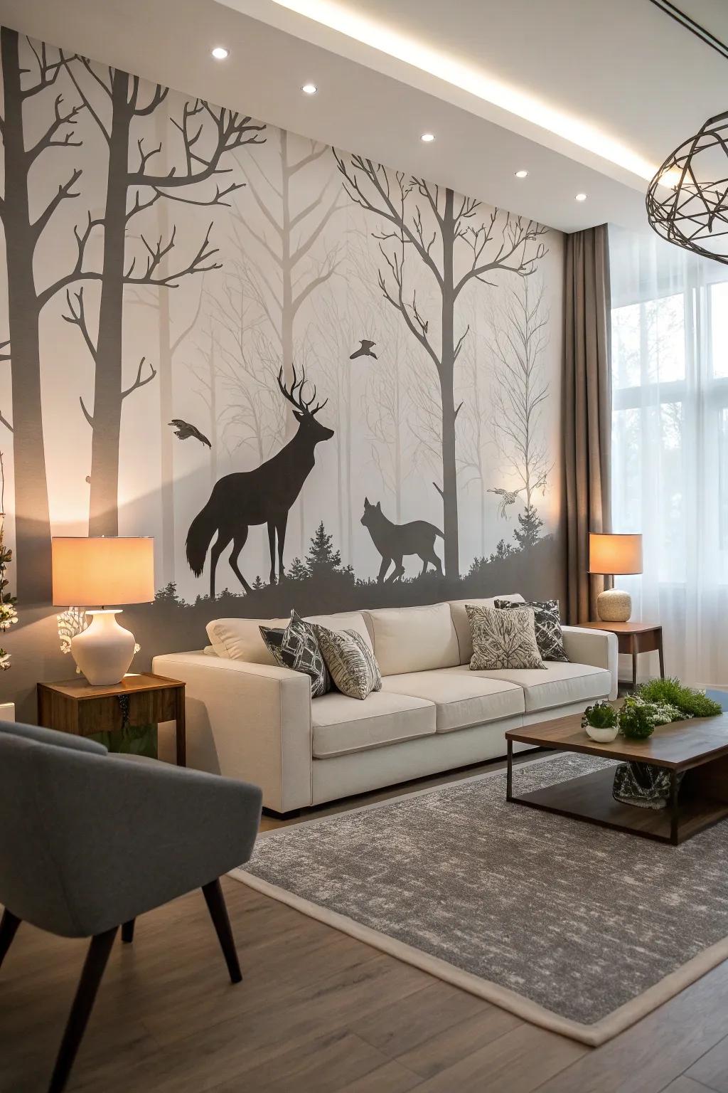 Decorate with playful woodland creature art.