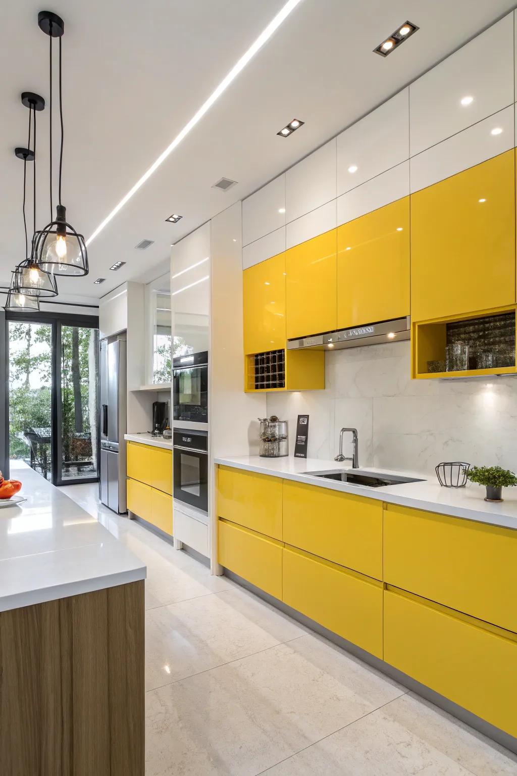 Striking yellow cabinets can serve as a vibrant focal point in any kitchen.