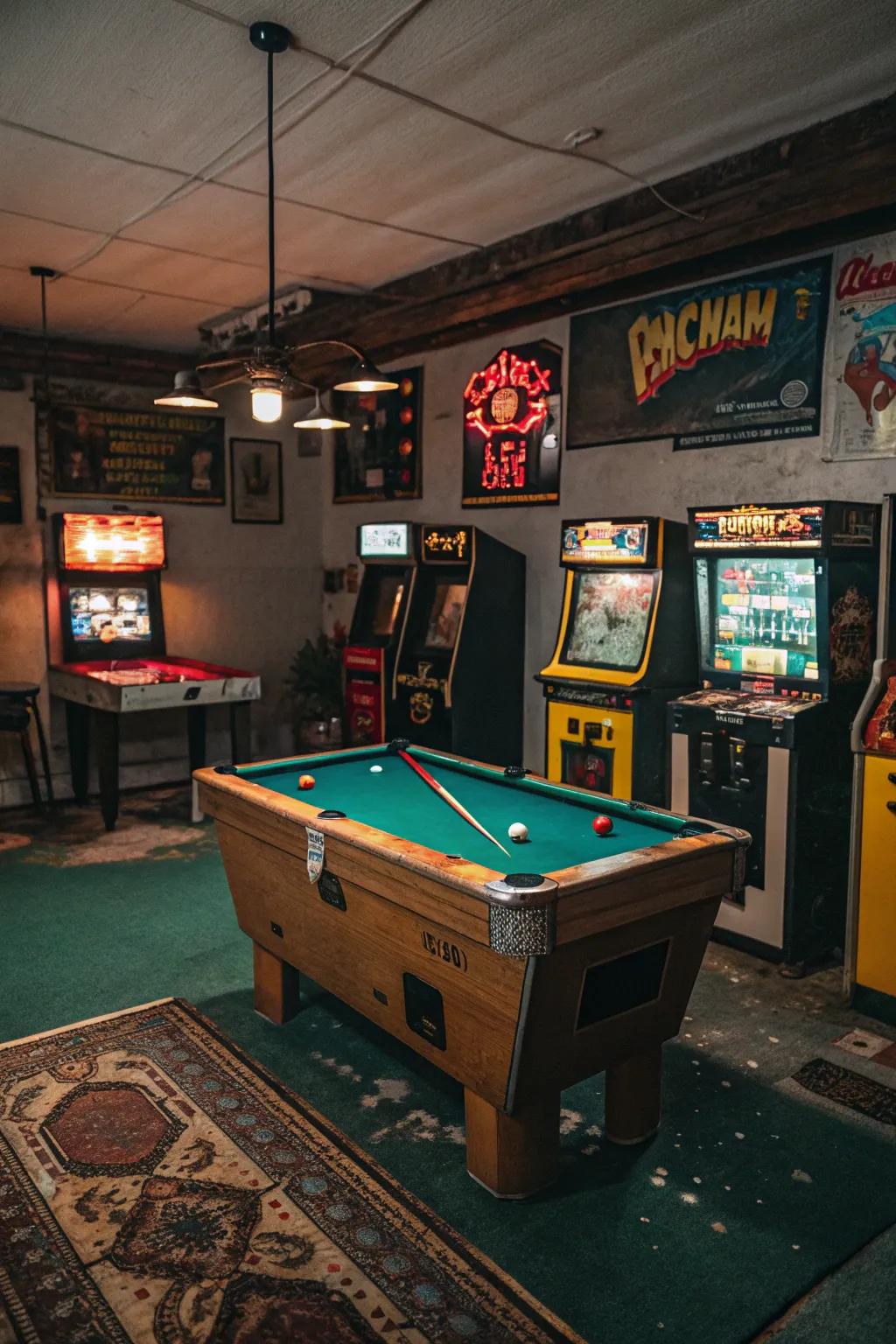 A recreation chamber introduces amusement and nostalgia.