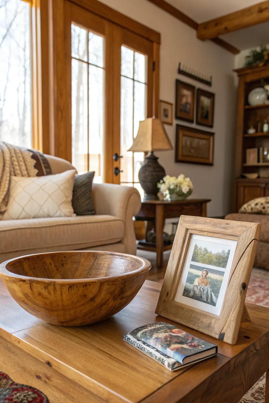 Wooden accents ushering in genuine heat to winter aesthetic