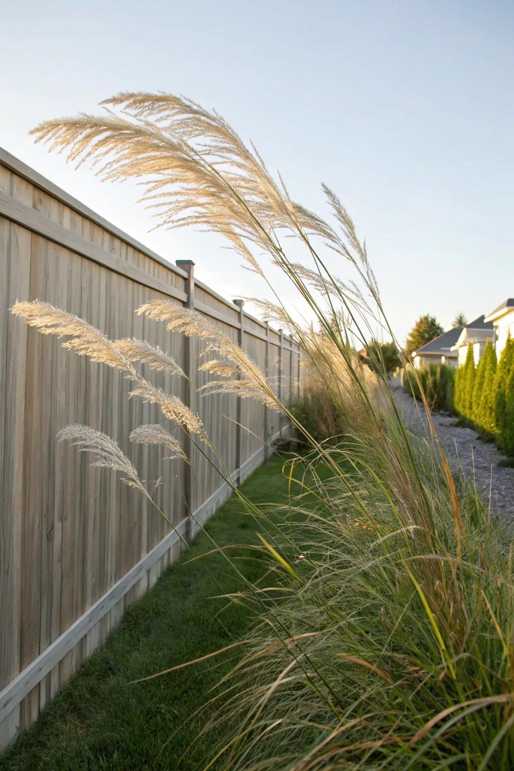 Decorative grasses impart texture and motion.