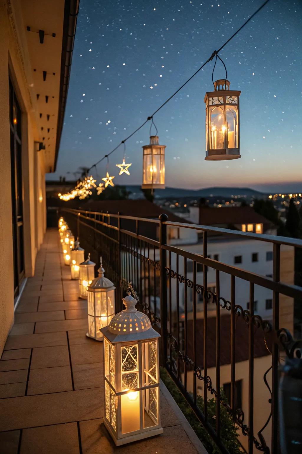 Candle luminaries furnish a snug and elegant ambience.
