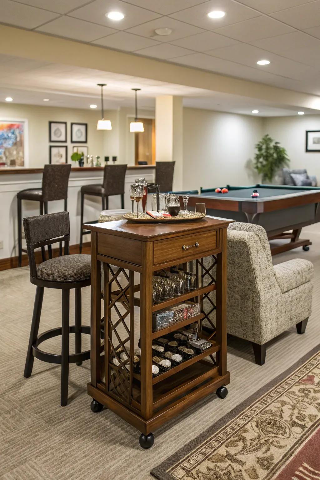 A bar area enhances your game room, making it perfect for hosting.