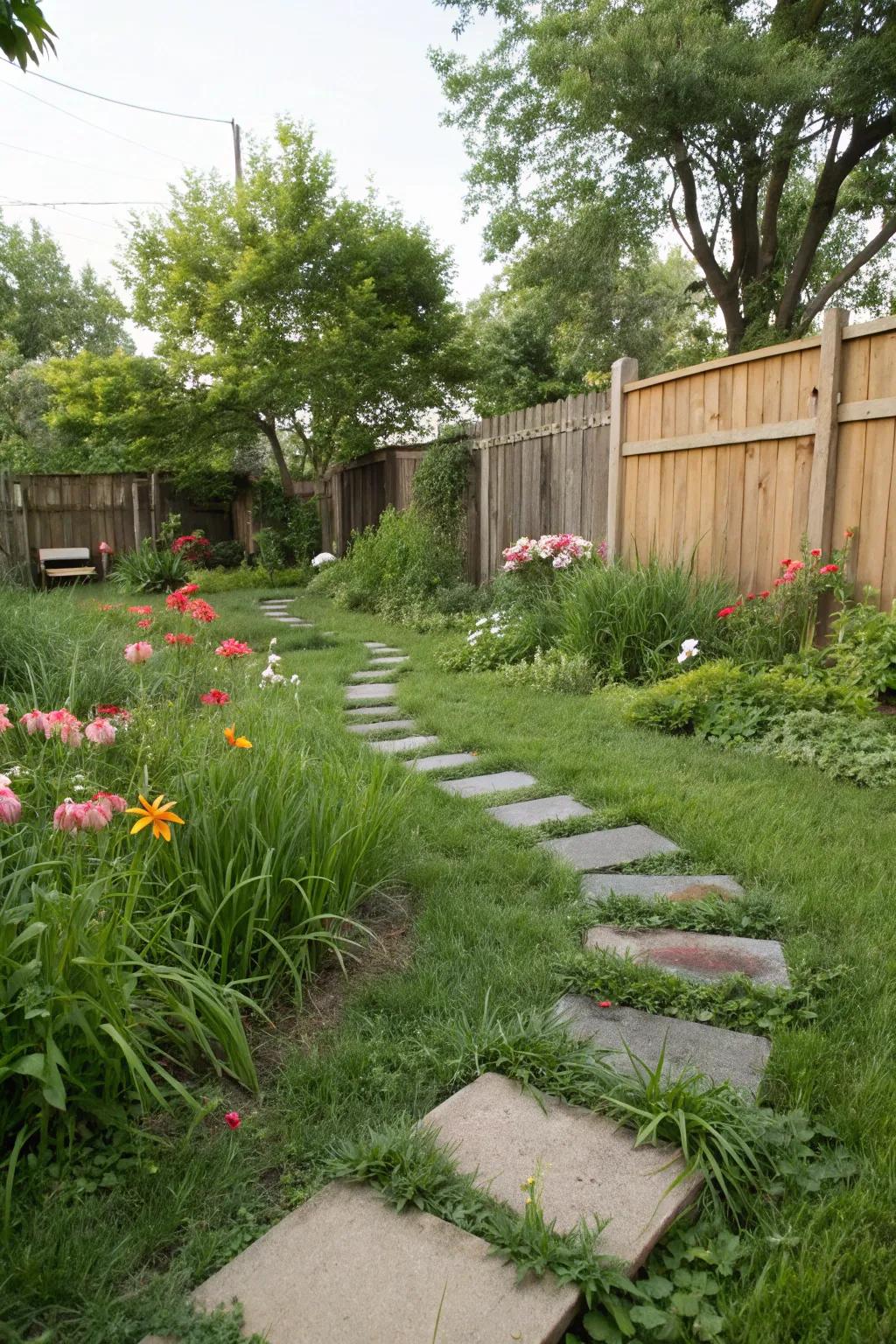 Flagstones establish inviting thoroughfares across your easement.