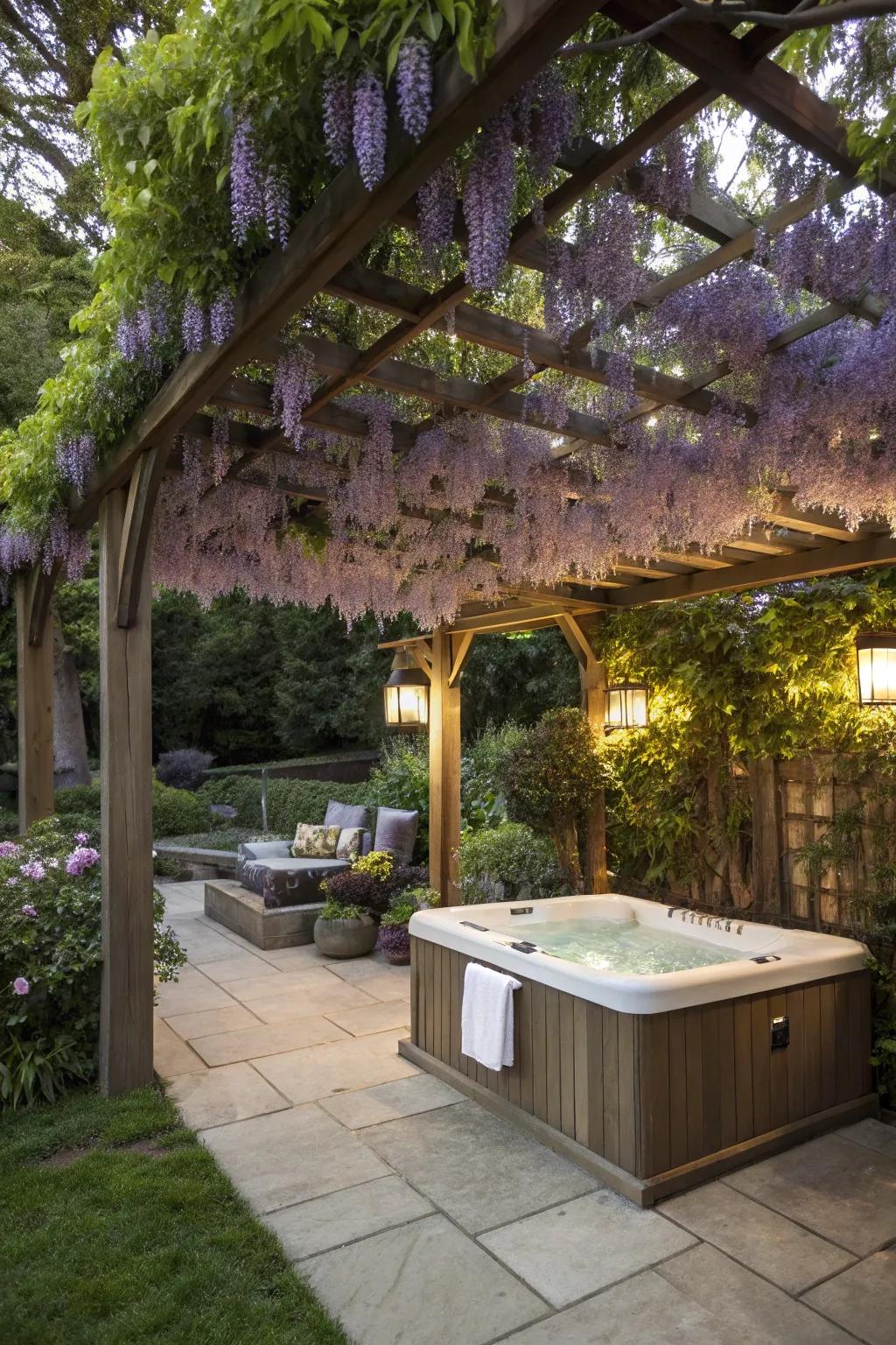 Ascending botanicals furnish inherent shade and aesthetic enhancement.