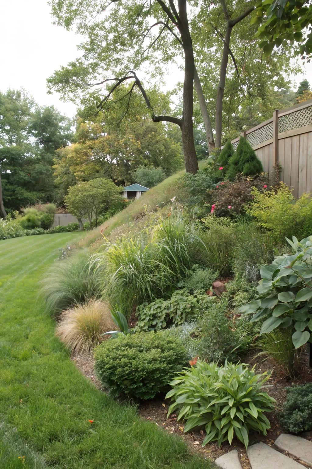 A mound heightens privacy through elevation.