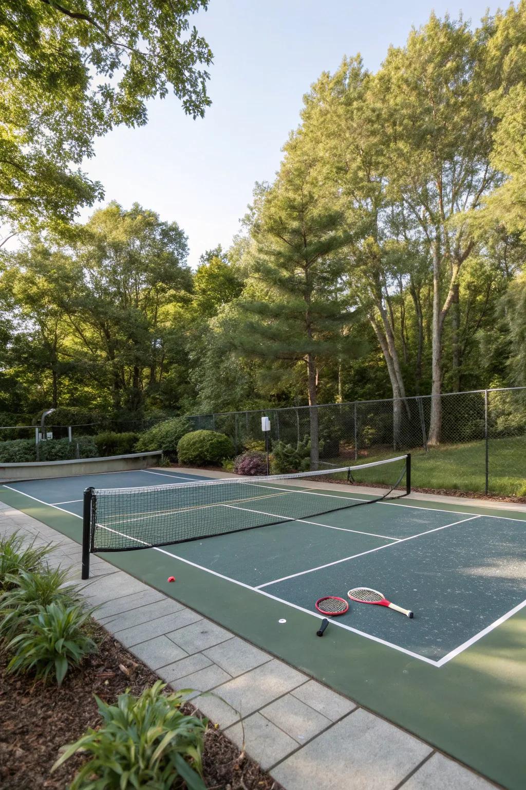 Engage in the pickleball craze with your private backyard court.