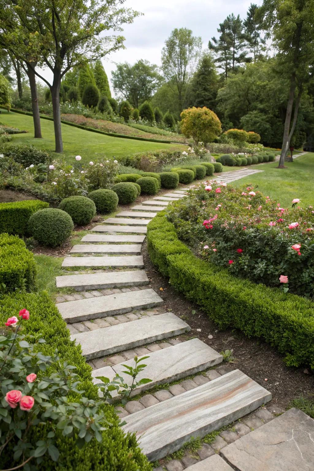 Elevated stones boost dimension and interest in gardens.