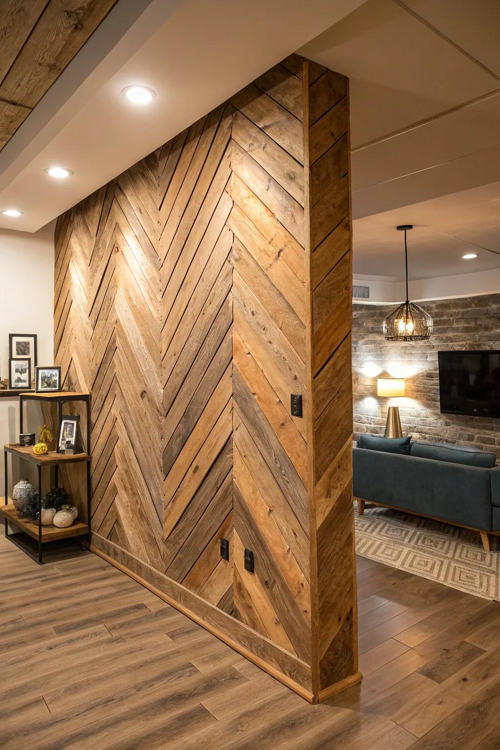 Transform your space with creatively angled barn wood.