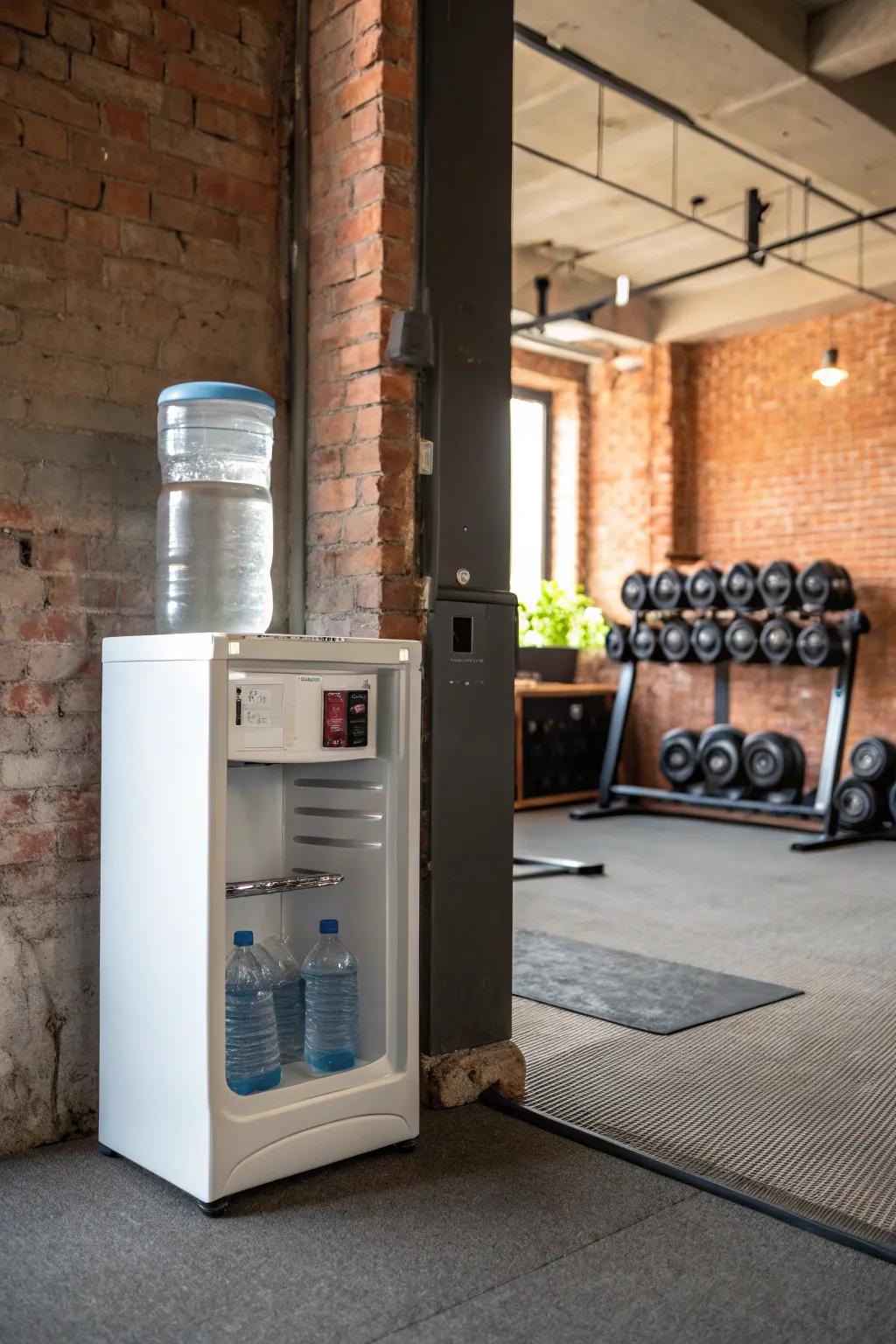 A hydration point ensures you remain refreshed during exercises.