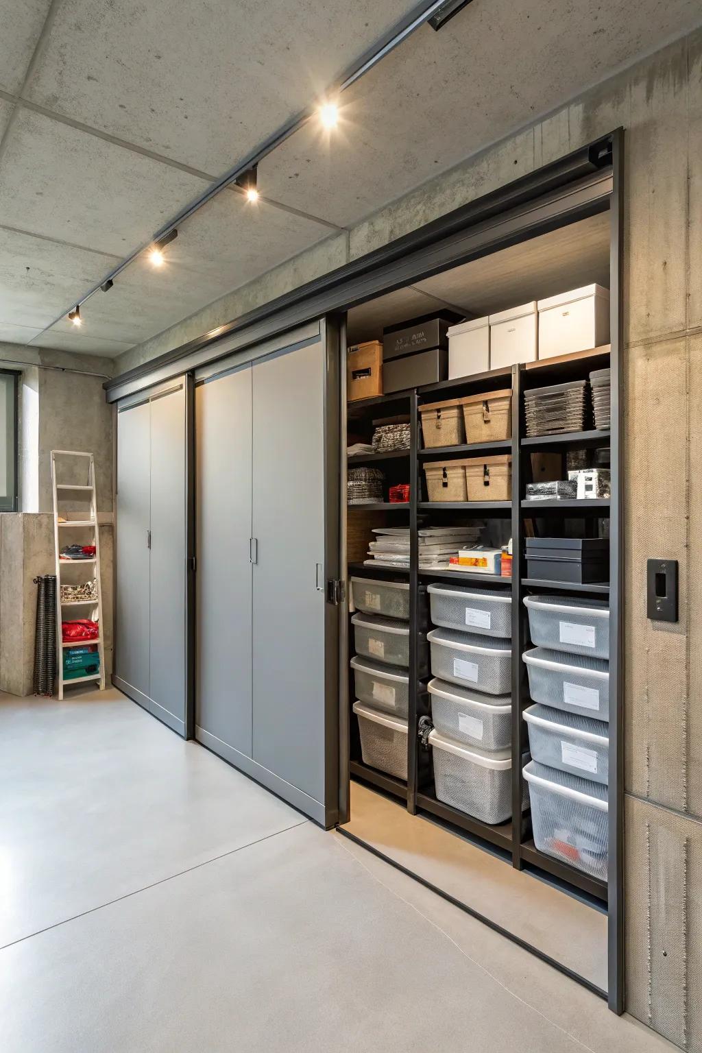 Sliding panels enhance area efficiency and visual appeal.