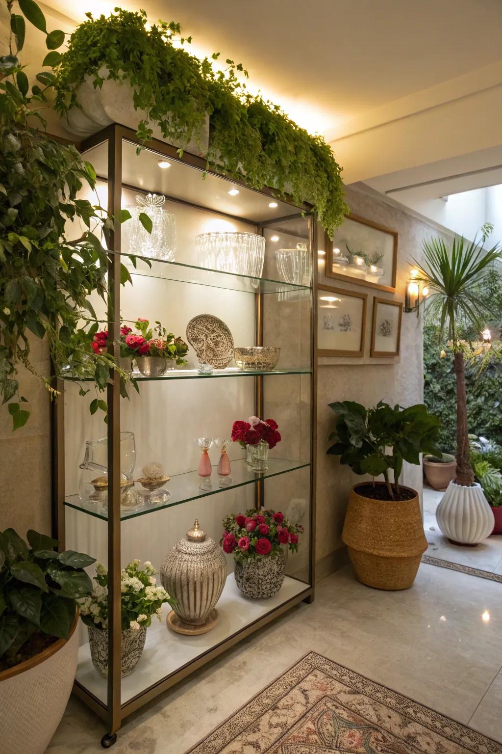 Glass shelving gives any basement area a sophisticated and airy sense.