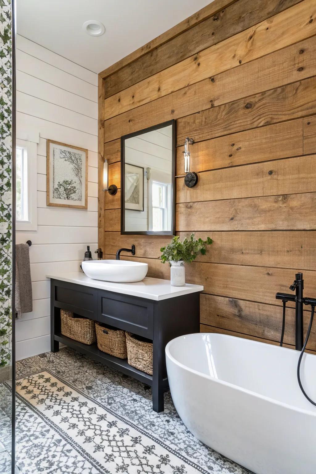 Wood accents combine traditional and contemporary designs.