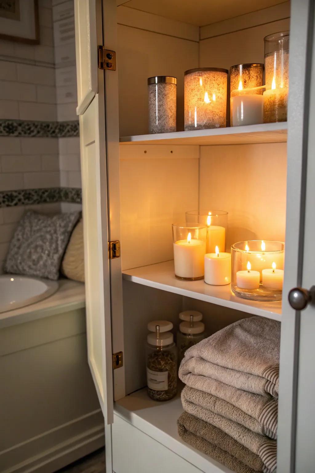 Fragrant waxes set a soothing atmosphere.