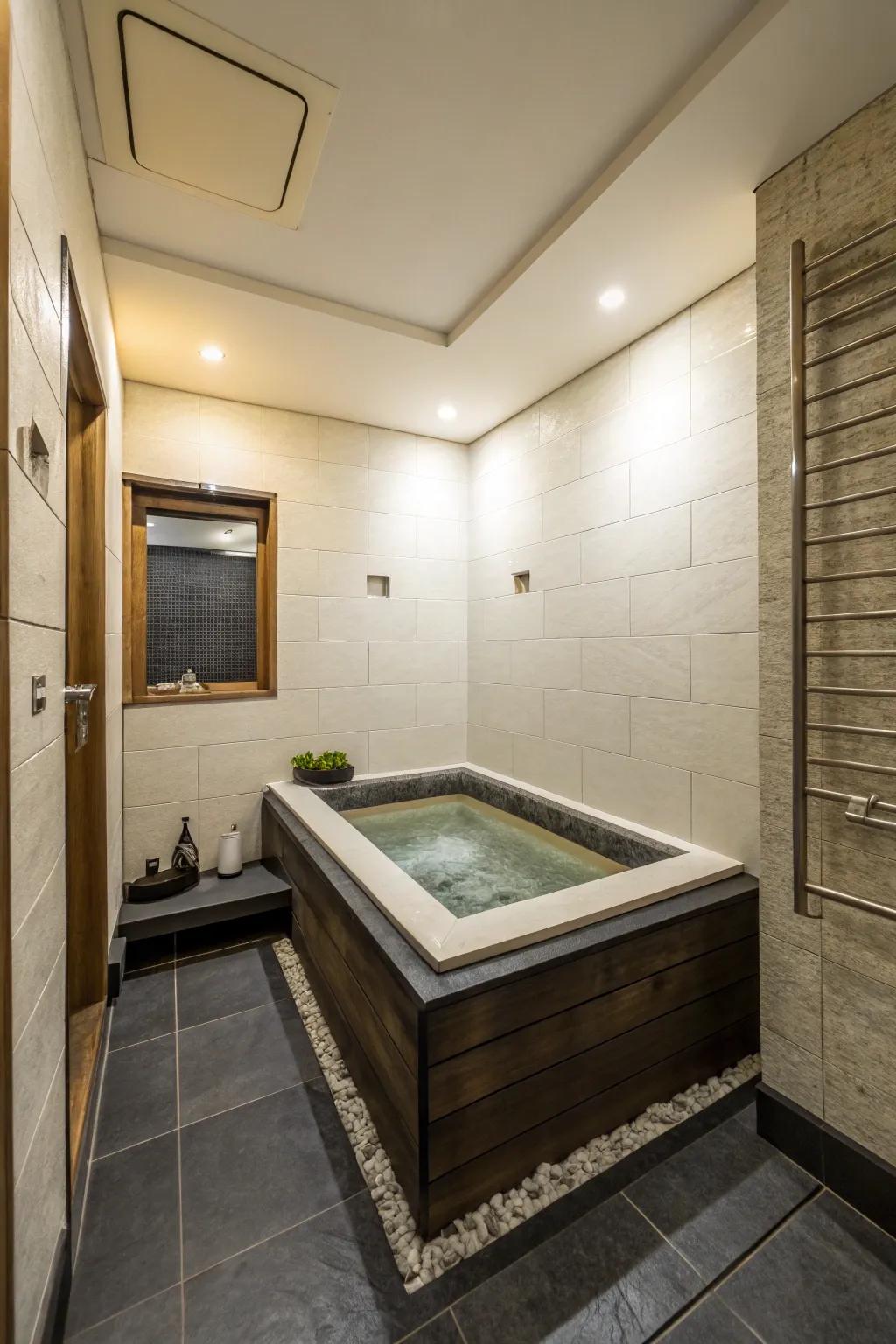 Experience luxury in a space-saving form with a Japanese soaking tub.