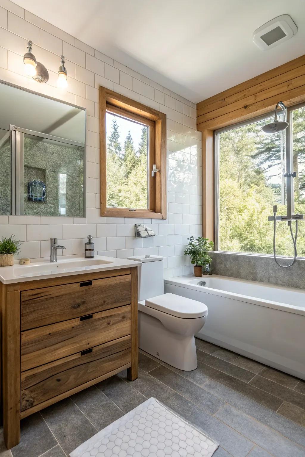 Eco-friendly choices create a harmonious and sustainable bathroom.