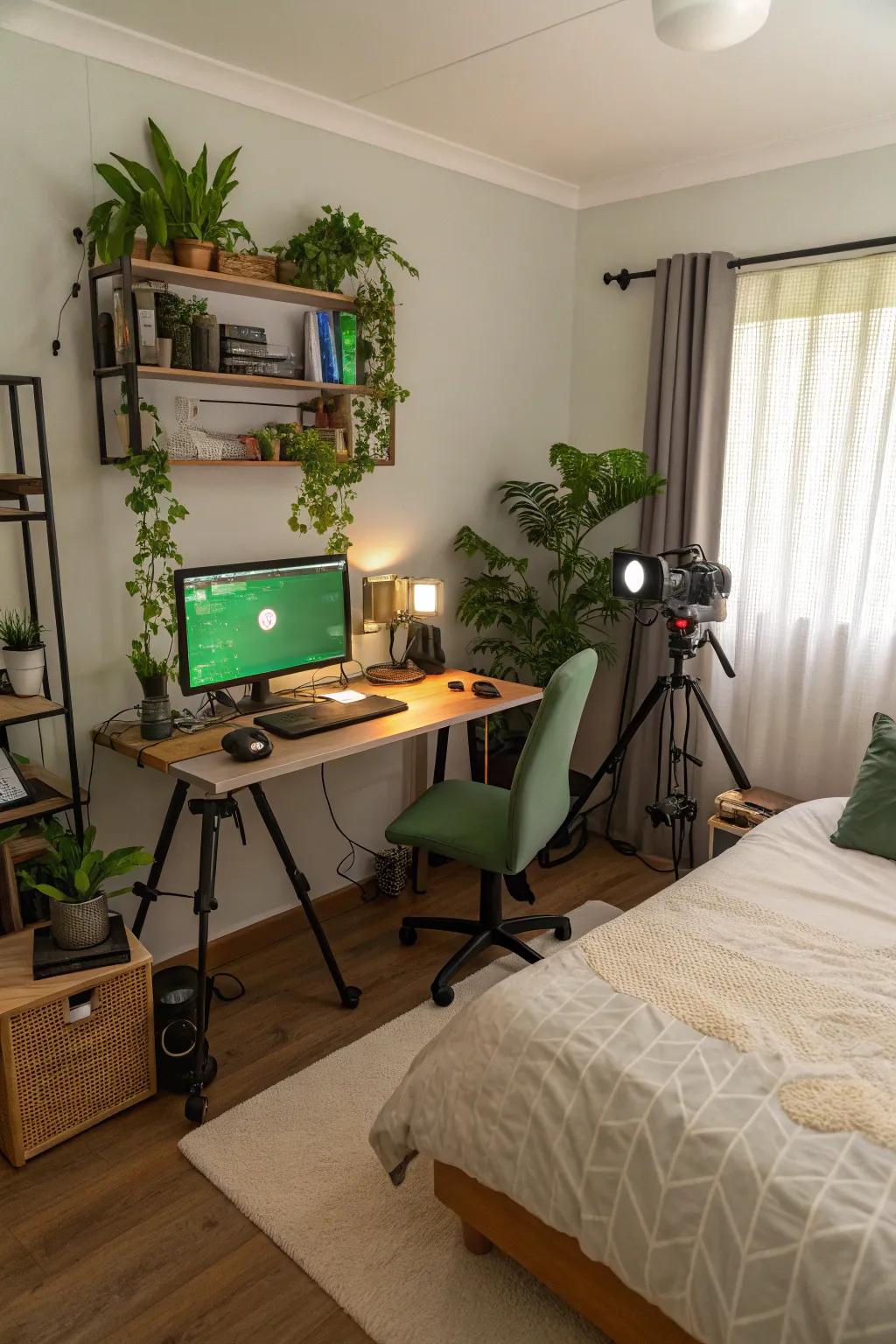 Give life to your streaming space by adding some plants.