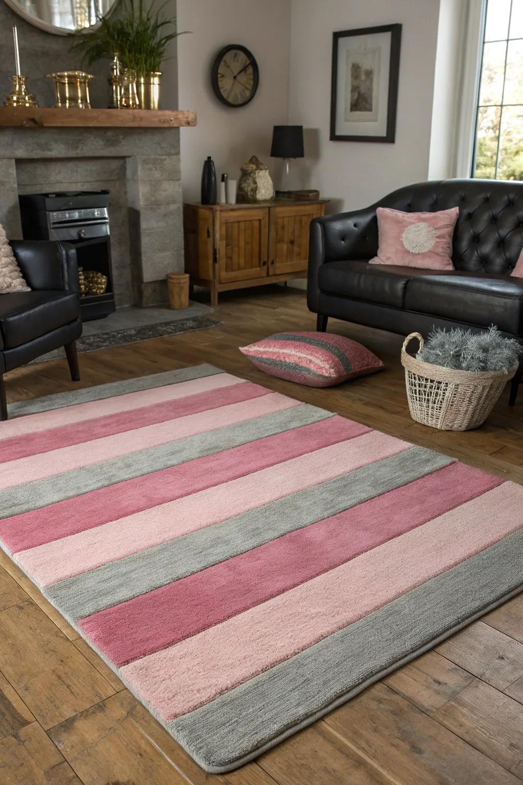Layering ground coverings adds texture and warmth to the living area.