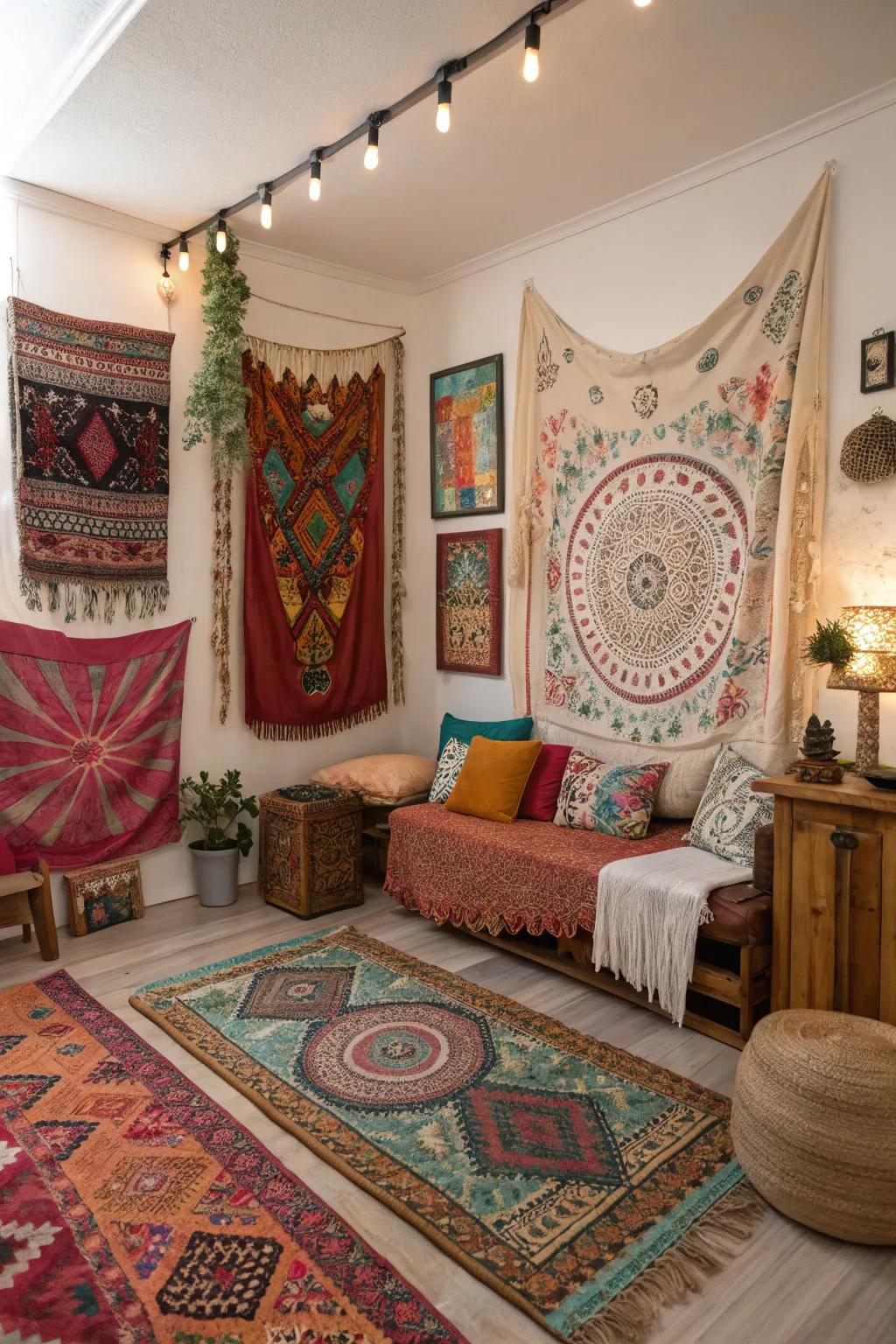 Local styles contribute a personal nuance to bohemian decor.
