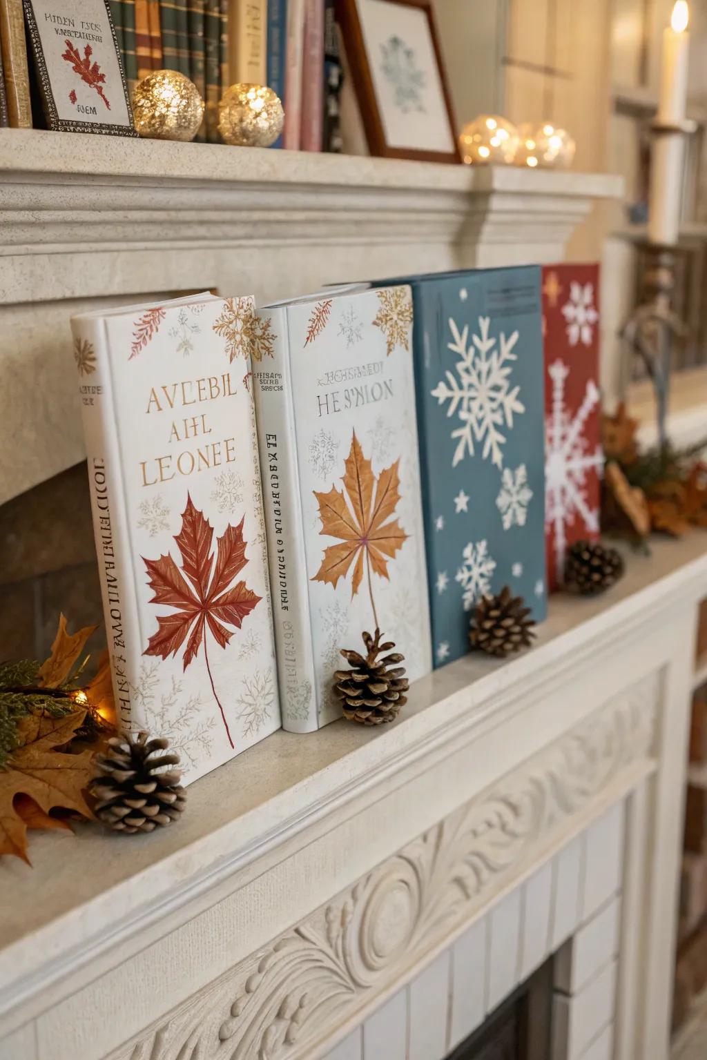 Seasonal book covers imbue a celebratory atmosphere to your decor.