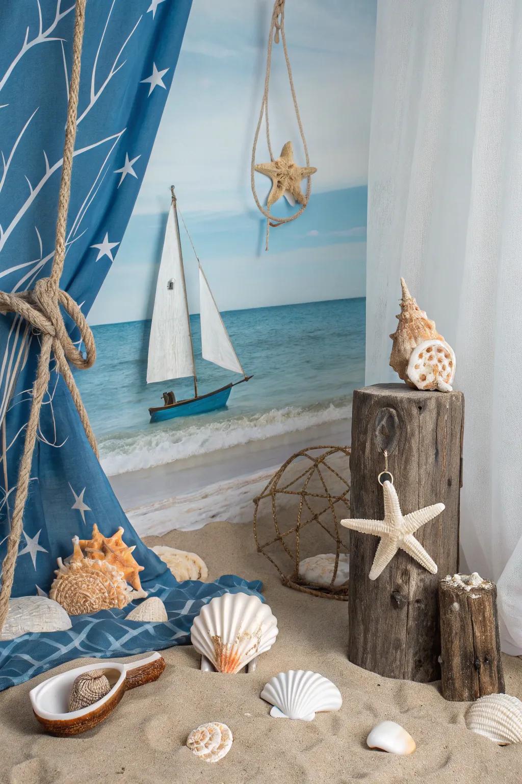 Tranquil seaside with maritime theme décor