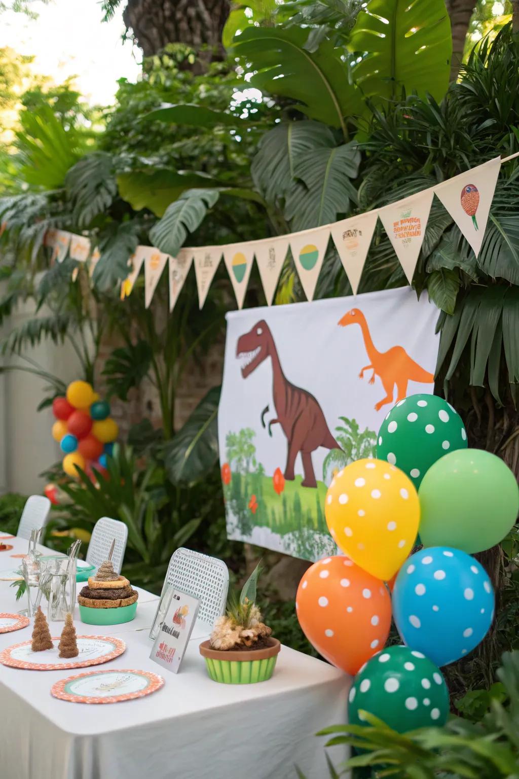 Saurian-inspired baby shower with roaring adornments and amusement