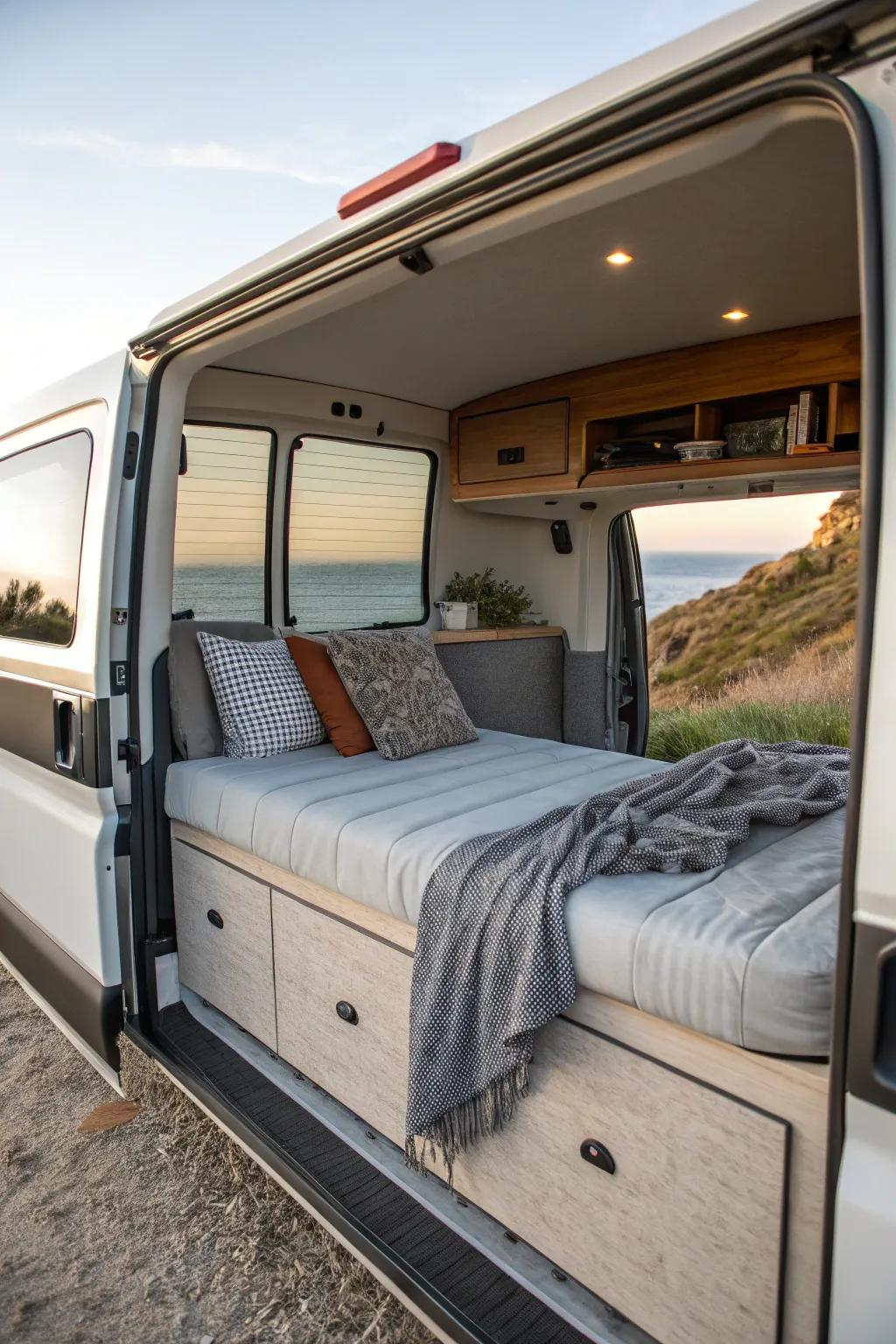 Bench seat beds offer a practical and economical solution for van conversions.