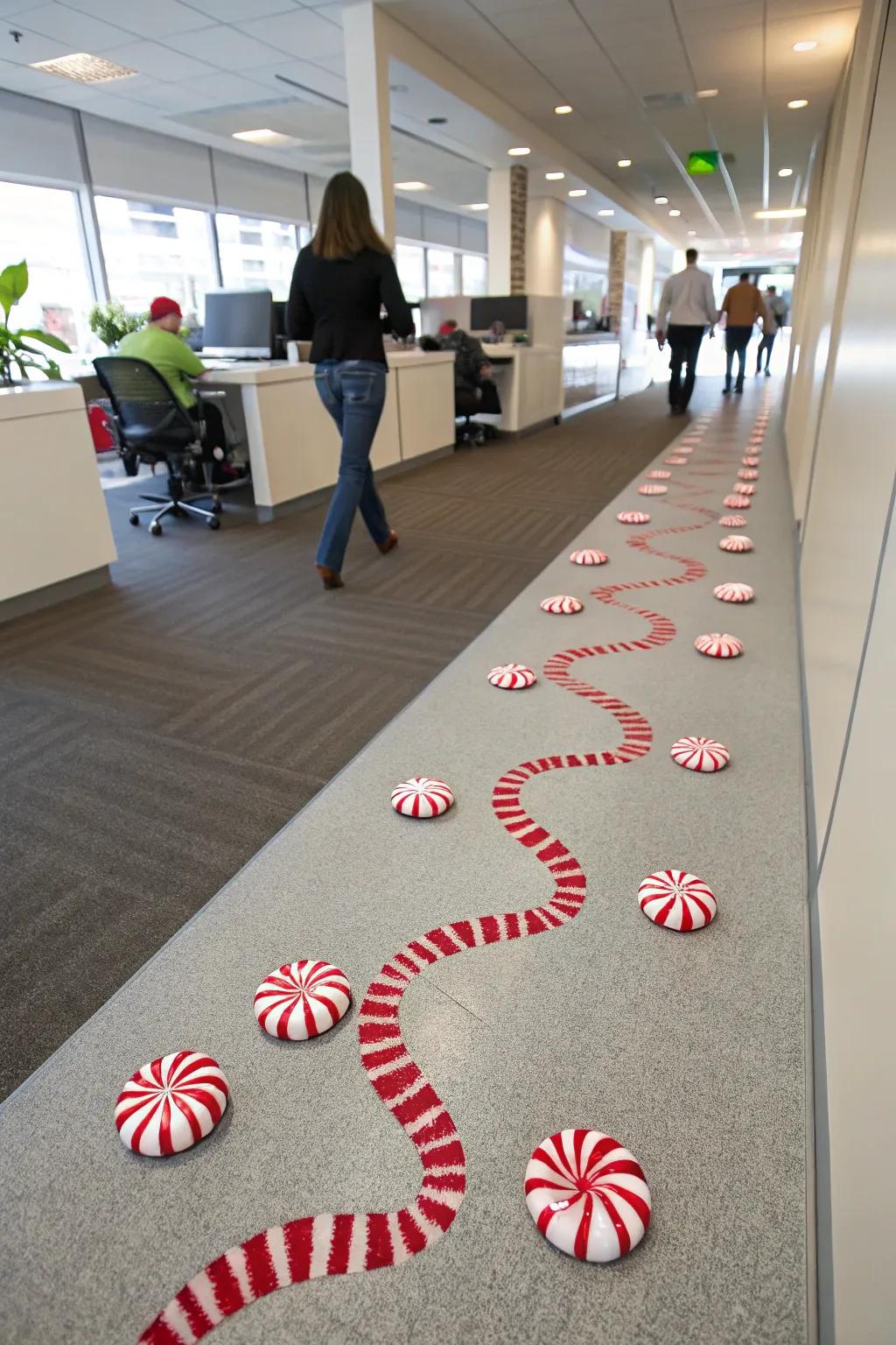 Guide the route through peppermint walkways.